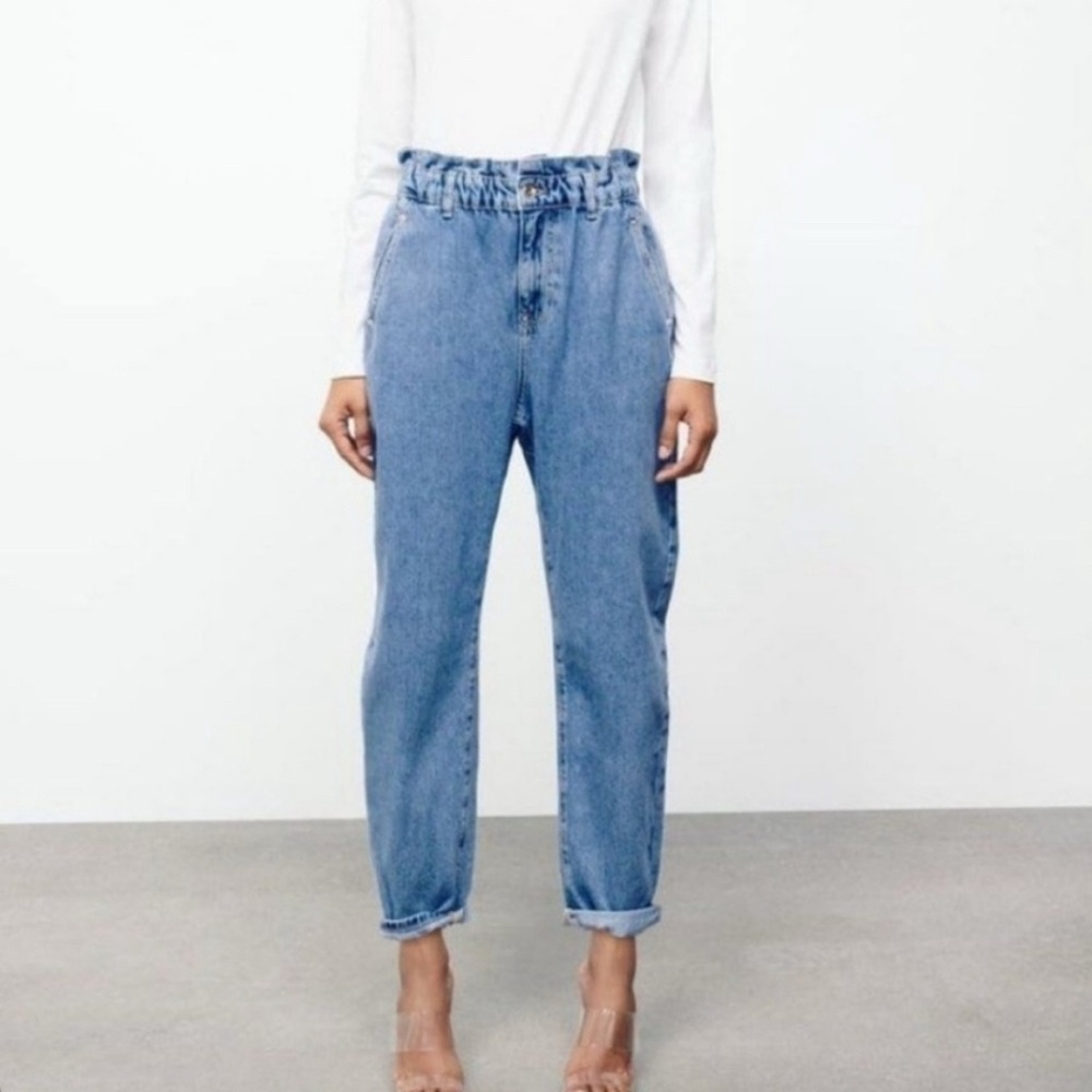 Blue Paperbag Waist Women's Jeans